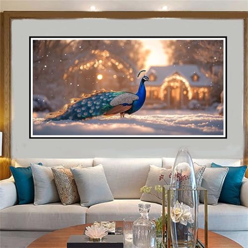 Pfau Malen Nach Zahlen ab 5 6 7 8 9 10 Jahre Mädchen, Malen Nach Zahlen Kinder Anfänger DIY Kreativ Set Landschaft, Mit Pinseln und Acrylpigment Kit, Adult Craft für Home Decor Geschenke 60x120cm-W647 von Jvyaeen