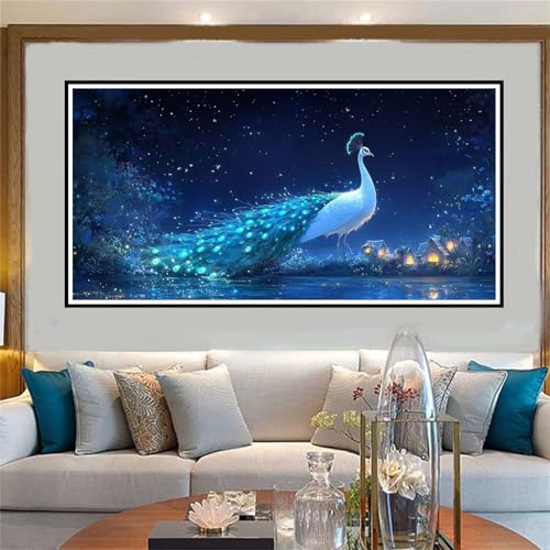 Pfau Malen Nach Zahlen ab 5 6 7 8 9 10 Jahre Mädchen, Malen Nach Zahlen Kinder Anfänger DIY Kreativ Set Sternenhimmel, Mit 3 Pinseln and Acrylpigment Kit, für Home Decor Geschenke 30x60cm-W650 von Jvyaeen