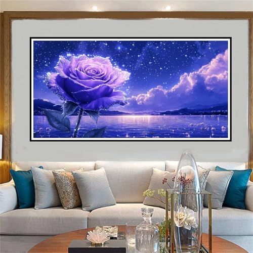 Rosen Malen Nach Zahlen ab 5 6 7 8 9 10 Jahre Mädchen, Malen Nach Zahlen Kinder Anfänger kreativ set Sternenhimmel, Mit Pinseln und Acrylpigment Kit, Adult Craft für Home Decor Geschenke 60x120cm-W740 von Jvyaeen