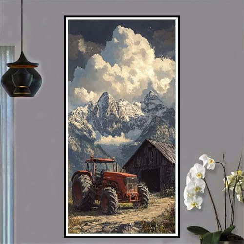 Schneeberg Malen Nach Zahlen ab 5 6 7 8 9 10 Jahre Mädchen, Malen Nach Zahlen Kinder Anfänger DIY Kreativ Set Auto, Mit Pinseln und Acrylpigment Kit, Adult Craft für Home Decor Geschenke 20x40cm-W454 von Jvyaeen