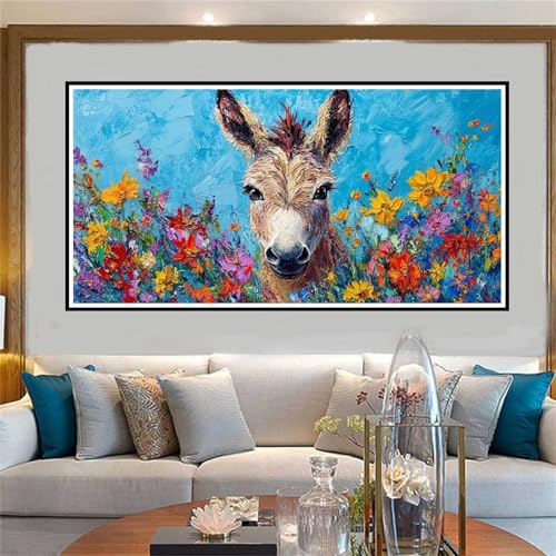 Tier Malen Nach Zahlen ab 5 6 7 8 9 10 Jahre Mädchen, Malen Nach Zahlen Kinder Anfänger DIY Kreativ Set Blume, Mit 3 Pinseln and Acrylpigment Kit, Adult Craft für Home Decor Geschenke 80x160cm-W1090 von Jvyaeen