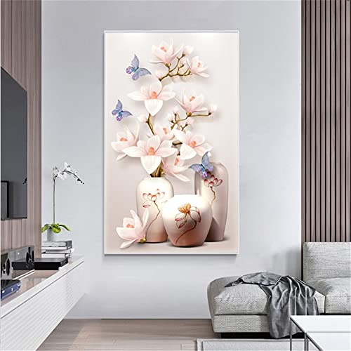 Weiße Magnolie (6) Diamond Painting Groß 60x120cm,5D Diamant Painting Bilder Erwachsene Kinder DIY Mosaikherstellung Zubehör Voll Set,Diamant Malerei Art Craft Home Wand Décor Gemälde Geschenk DZ334 von Jvyaeen