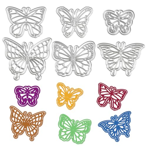 Jwogngls Schmetterling Stanzschablonen 6 Stück Schmetterlinge Prägeschablonen Metall Stanzformen, für DIY Scrapbooking Album Dekoration DIY Cutting die von Jwogngls