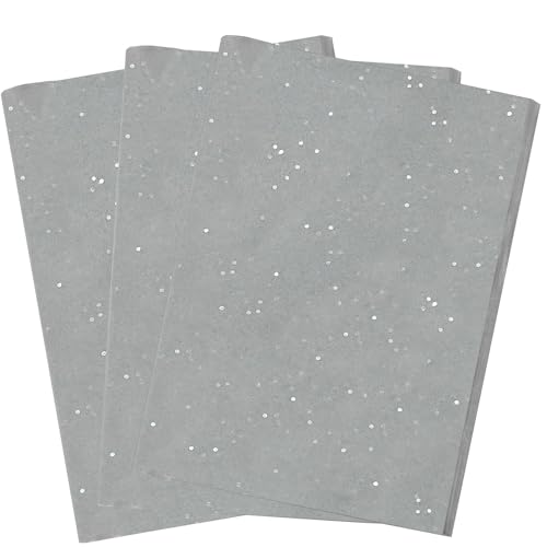 Graues Glitzer-Seidenpapier, 20 Stück, Geschenkpapier, 50 x 35 m, glitzernd, silberfarbenes Glitzer-Seidenpapier, graues Seidenpapier für Geschenkkörbe von Jwssor