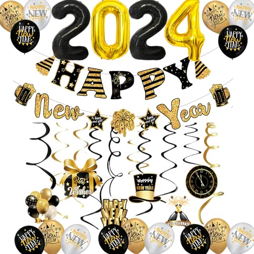 Jwssor 2024 Luftballons, Neujahrsballons, Neujahrs-Dekorationsset für Neujahrsparty von Jwssor