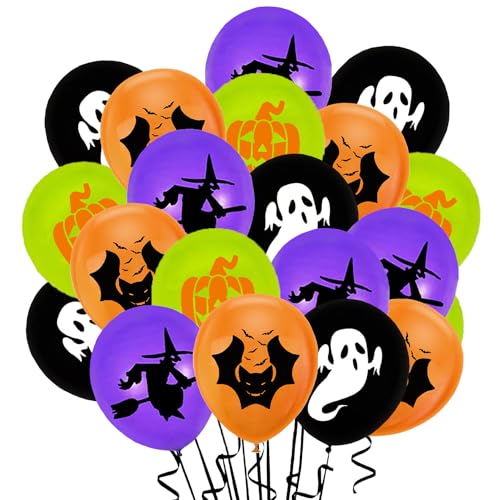 Jwssor Halloween-Party-Dekoration, 20 Stück Halloween-Ballons, schwarz-orange-violette Luftballons, Halloween-Geisterballons für Halloween-Party von Jwssor