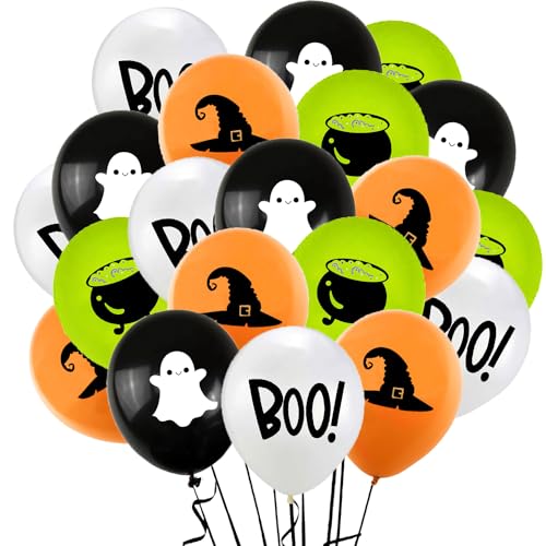 Jwssor Halloween-Party-Dekoration, 20 Stück Halloween-Ballons, schwarz-orange-weiße Luftballons, Halloween-Geisterballons für Halloween-Party von Jwssor