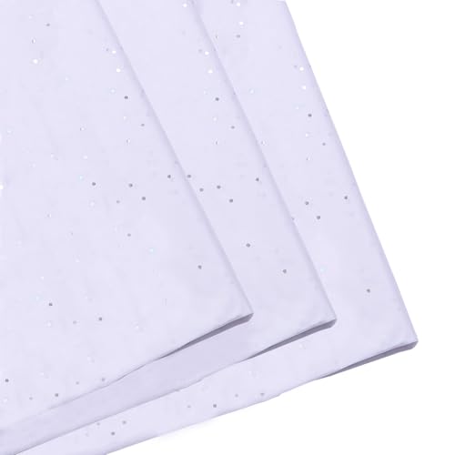 Weißes Glitzer-Seidenpapier, 20 Stück, Geschenkpapier, 50 x 35 m, glitzernd, silberfarbenes Glitzer-Seidenpapier, weißes Seidenpapier für Geschenkkörbe von Jwssor