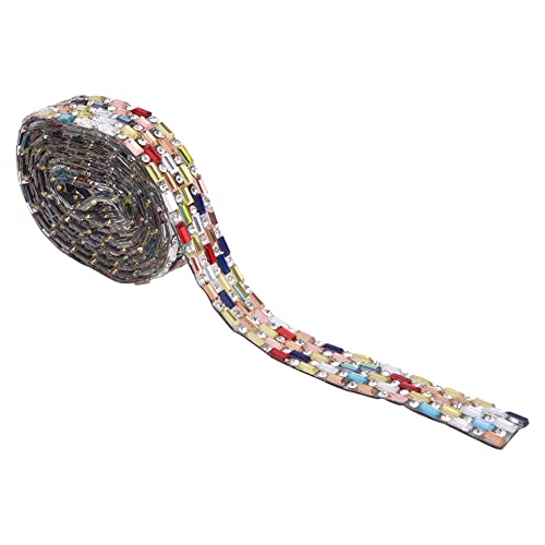 1 Yard Kristall-Strass-Kette, Kristall-Strass-Schließkette für die Schmuckherstellung, bunte Kristall-Strass-Schließkette, Kristall-Strass-Kettenbesatz (5 Farbreihen (1,4 cm breit)) von Jwthee