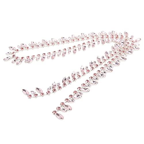 1 Yard Strassbesatz, Strassbandkette, Diamantkristall-Strass-Fransenbesatz, Strassapplikation zum Nähen, Basteln, Hochzeit, Party, Kostüm, Verzierung, Kleidungszubehör (Rosa) von Jwthee