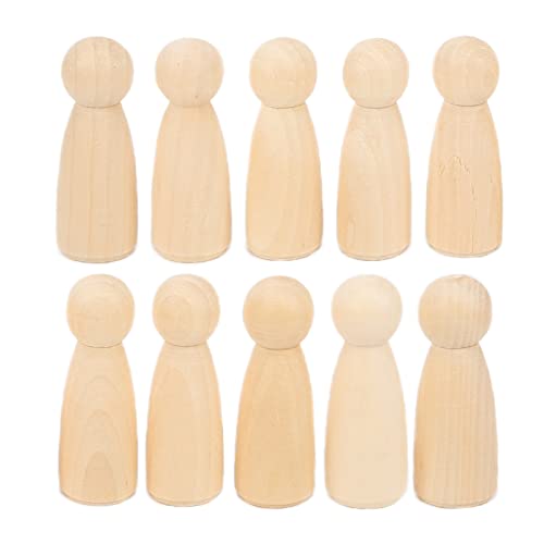 10 PCS Unfinished Wooden Peg Dolls, Unfinished Peg People Doll Bodies Decorative Wooden Peg Doll People Wooden People Figures for Painting Craft Art Projects Peg Game (65MM girl) von Jwthee