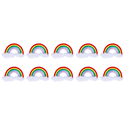 10 Stück Regenbogen-Flicken zum Aufbügeln, Regenbogen-Patch, bunter Stoff-Patch, Regenbogen-Muster, zum Aufnähen, niedliche Reparaturflicken zum Aufnähen für Hüte, Schuhe, von Jwthee