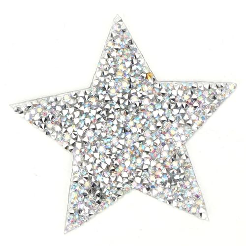 10 Stück Stern-Flicken zum Aufbügeln, Stern-Applikationen, selbstklebende Strass-Pailletten-Stern-Flicken, Strass-Stern-Applikation, Reparaturflicken (8 cm großer fünfzackiger Stern in AB-Farbe) von Jwthee