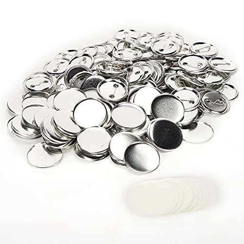 100 Sets Blanko-Knopfherstellungszubehör, 1,7 Zoll runde Abzeichen-Knopfteile, Metallknopf-Pin-Abzeichen-Kit für Button-Maker-Maschine von Jwthee