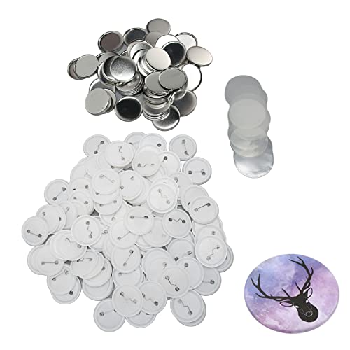 100 Sets Blanko-Pin-Rückknopf-Teile, Button-Maker-Zubehör für Button-Maker, runde Abzeichen, leere Button-Pins, Kunststoff-Rückabdeckung, Metallabdeckung, Folie, (50MM) von Jwthee