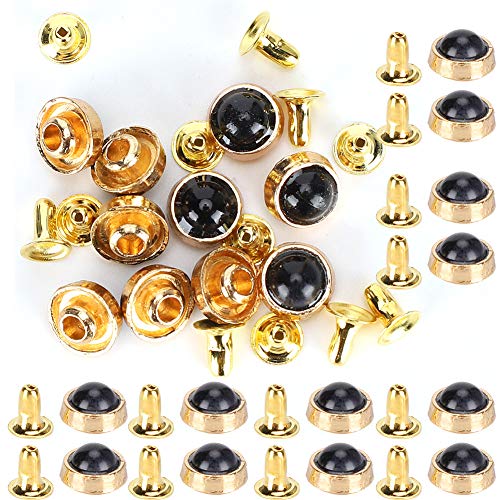 100 Sets Color Crystal Rivets, Rapid Rivets Color Spots Studs Rapid Studs Kit Leather Craft Zinc Alloy Crafts Decoration for Clothing (Black) von Jwthee