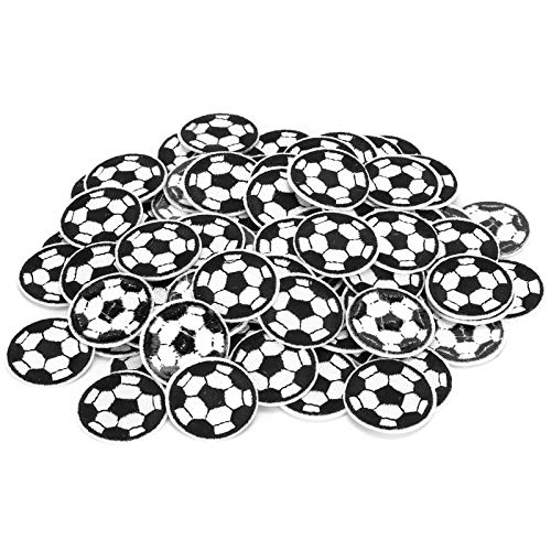 100 Stück Fußball-Stickerei-Aufnäher, Fußball-Aufnäher zum Aufbügeln, Fußball-Aufnäher, bestickt, zum Aufnähen, Fußball-Aufnäher, schwarz-weißer Ball, niedliche von Jwthee