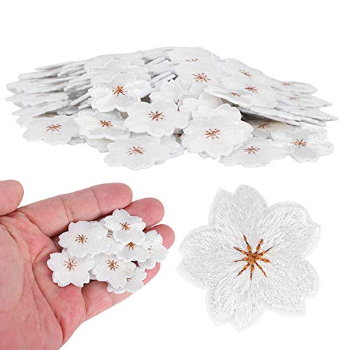 100pcs Blumeneisen auf Flecken, Stickereien Applikationen Sticker Stoffaufkleber Pflaumenmuster Eisenflecken DIY Rucksack Kleidungszubehör von Jwthee