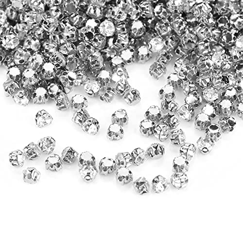 1440pcs nähen auf Strasssteinen, 4mm Glasversstreitige Diamant Lose Edelstein Metall Flatback mit Klaue für Schmuckhandwerksschuhe Kostüme Kleidungsstück Dekoration (Silber) von Jwthee