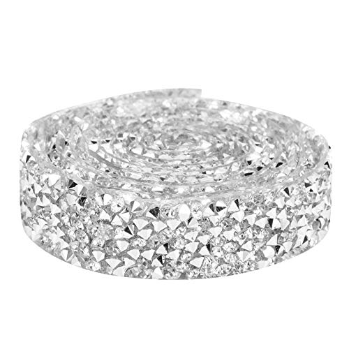 2 Pack -Strass -Band, 5 Yard 1,5 cm Breite Bling Hotfix Strass Rail Roll Harz Strass Ribbons Crystal Bling Wrap für Kleidungschuhe Dekoration von Jwthee