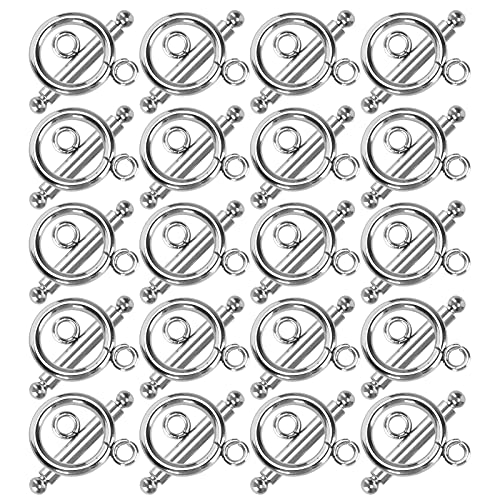 20 Sets Knebelverschlüsse für die Schmuckherstellung, Edelstahl-Silberverschluss, Knebelverschlüsse, Wirbelverschlüsse, Knebelverschlüsse, runde IQ-Knebelverschlüsse und von Jwthee