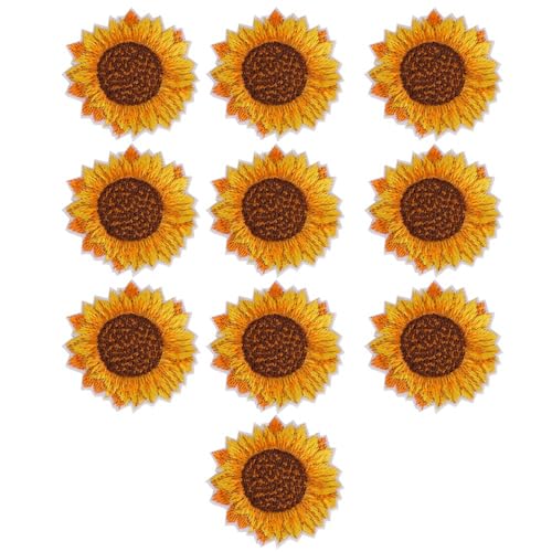 20 Stück Sonnenblumen-Aufnäher, Blumen-Stickerei-Aufnäher zum Aufbügeln und Aufnähen, niedliche Aufnäher, Abzeichen für Kleidung, Jacken, Zubehör von Jwthee