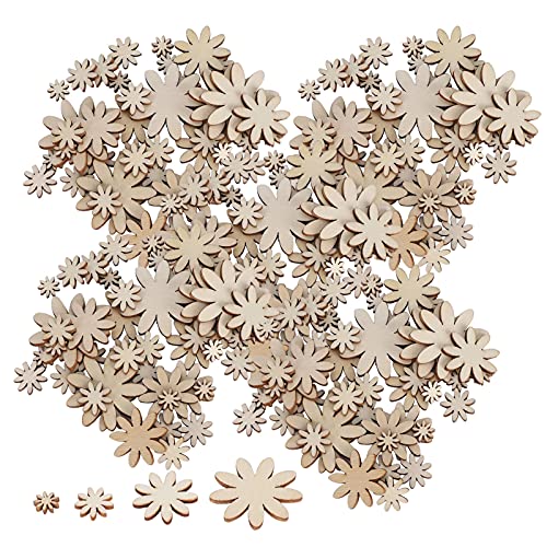 250PCS Wooden Flower Embellishments, Unfinished Wooden Flower Cutouts Wooden Flower Discs Blank Flower Shape Wood Ornaments Wooden Slices for DIY Projects von Jwthee