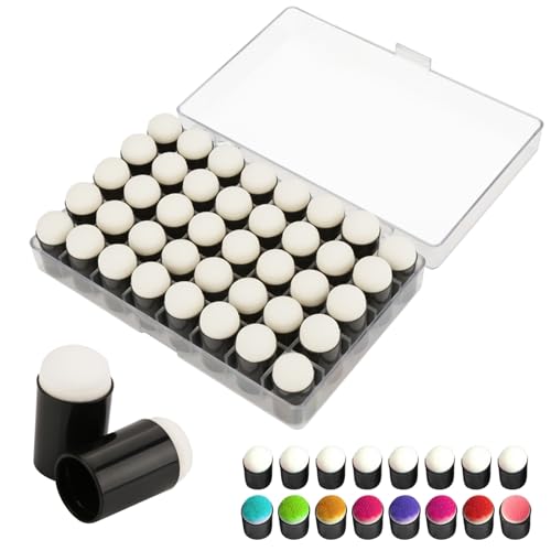 40 Stück Fingerschwamm-Daubers, Finger-Malschwamm mit Aufbewahrungsbox, Bastel-Zeichenschwamm-Dauber-Set zum Malen, Zeichnen, Kreide, Tinte, Kartenherstellung, Stempeln, von Jwthee