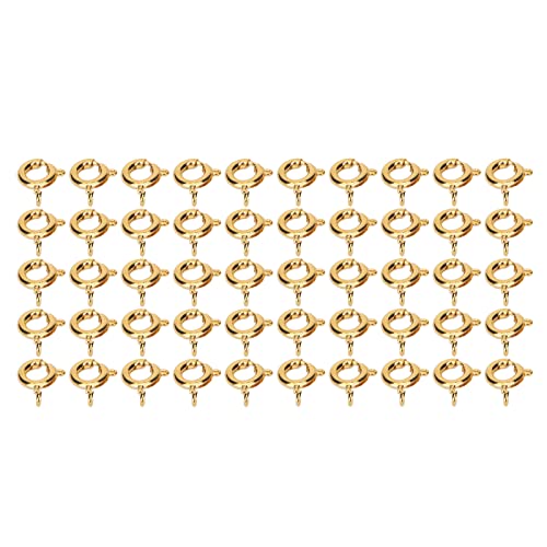 50 Stück Federringverschlüsse, Federverschlüsse, offene Biegeringe, kleine Federringe, Halskettenverschlüsse, runde Verschlüsse für die Herstellung von Armbändern und Schmuck(6 mm) (Gold) von Jwthee