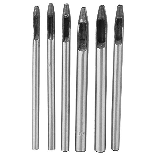 6pcs Leder Loch Loch Loch Set, Stahlleder -Ledernähte -Punch -Werkzeug 2 mm oval Form Leder Loch Werkzeug Hohlloch -Loch -Loch -Loch -Set für Leder -Uhrenband, Dichtunggürtel, von Jwthee