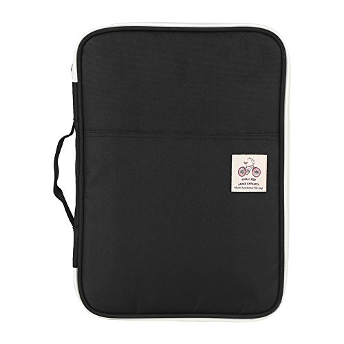 A4-Dokumententasche, Reise-Portfolio-Organizer-Halter, multifunktionale Reisetasche, praktischer Aktenordner mit Reißverschluss für Notebook, iPadd, Dokumente (Black) von Jwthee