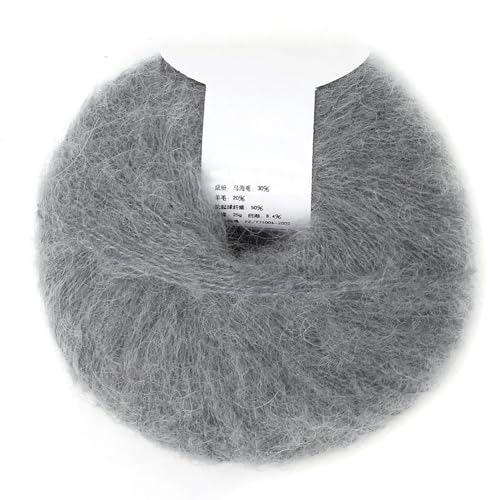 Angora-Mohair-Wollgarn, Mohair-Garn zum Stricken, beliebtes weiches Mohair-Strick-Kaschmir-Handhäkelgarn für Schal-Häkelgarn-Zubehör (09 rosarosa) von Jwthee