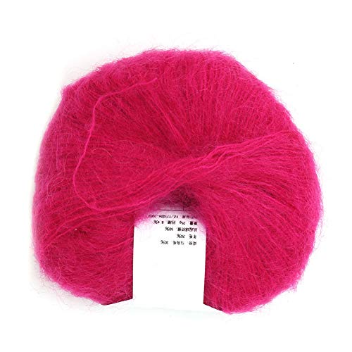 Angora-Mohair-Wollgarn, Mohair-Garn zum Stricken, beliebtes weiches Mohair-Strick-Kaschmir-Handhäkelgarn für Schal-Häkelgarn-Zubehör (14 Rosenrot) von Jwthee