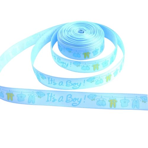 Babyfeier Bastelband, Babypartyband Es ist ein Junge, es ist ein Mädchen Kleidung Muster Babyparty Bastelband Ribbon für Geschenkpackung Babyparty Geschlecht Enthüllung (Blue) von Jwthee