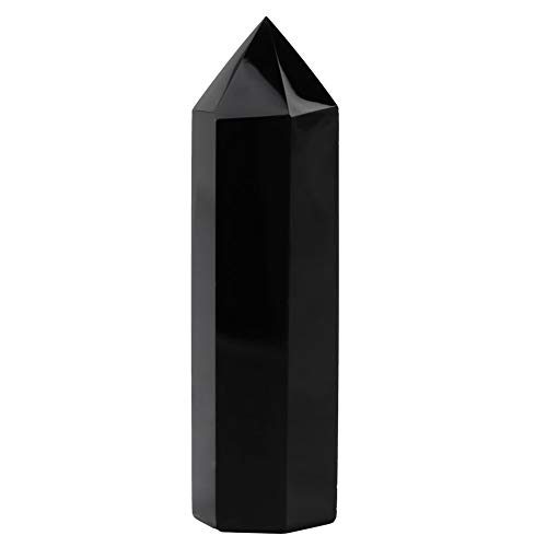 Black Obsidian Crystal Points, 10PCS Obsidian Crystal Tower Wand Crystal Hexagonal Pointed Stone Crystal Wand Obsidian Stone for Home Decor von Jwthee