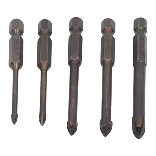 Bohrerhahn -Tap -Bits Set von 5 oder 7pcs, Kombinationsbohrer und Tap -Bit -Set zementiertes Carbid -Sechskant -Power -Bits für Glaskeramikglasfliesen Vollkachelbackziegelholz Holz (5-teiliges Set) von Jwthee