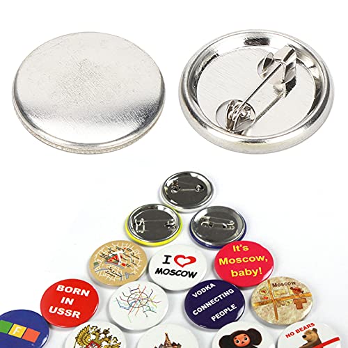 Buttons Pin, 100-teiliges Metall-Rohling-Button-Abzeichen-Teile-Set, Metall-Rückabdeckung, runder Pin-Maker, Metall-Button-Pin-Abzeichen-Kit für Button-Maker-Maschine und (25MM) von Jwthee