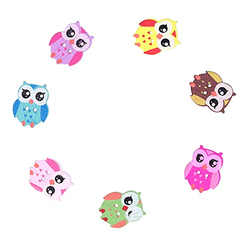 Eulenknöpfe für Handwerk, 50pcs Tier Holzknöpfe Eulen Nähknöpfe Cartoon Owl Formknopf handgefertigte Knöpfe Dekoration Basteln kleine Knöpfe DIY NEWING BRÜFUNG von Jwthee