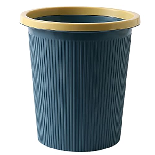 Jwthee Kleiner Mülleimer, Kunststoff-Abfallbehälter, Müllbehälter, moderner Mülleimer, runder Mülleimer für Küche, Wohnheim, Schlafzimmer, Büro, Wohnzimmer (Large Dark Blue) von Jwthee