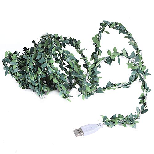 Jwthee Lichterkette, USB-Lichterkette, 2 Stück, 30 LEDs, 9,8 Fuß, grüne Efeublätter, Lichterkette, künstliche Blätter, Rankenlichterkette für Weihnachten, Innen-Party-Dekoration von Jwthee