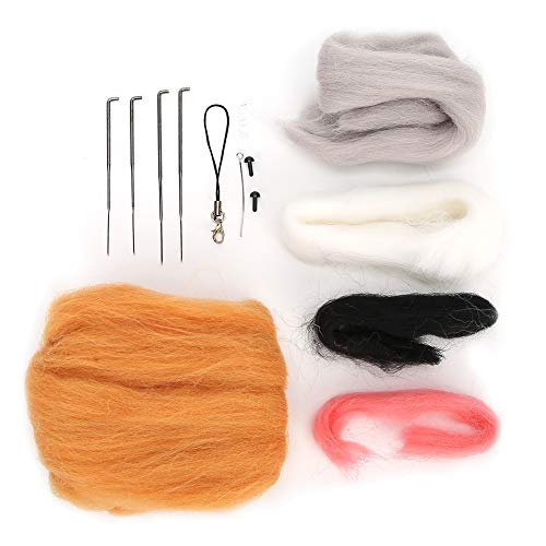 Jwthee Nadelfilz-Set, Nadelfilz-Starter-Set, Tiere, Nadelfilz-Set, Wollfilz-Materialien-Set mit Filzwerkzeug zum Nadelfilzen (Katze Shiba Inu) von Jwthee