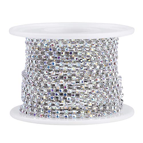 Kristall-Strass-Kettenbesatz zum Nähen von Schuhen, Kleidung, Tassen, Strass-Besatz, Kristall-Strass-Kettenbesatz, Strassbandrolle zum Nähen, Basteln (ss10 silver) von Jwthee