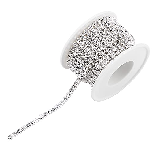 Kristall-Strass-Schließkettenbesatz, 5 Yards, Strass-Banding-Klauen-Cup-Kette zum Nähen, Strass-Kette, Kristall-Klauen-Cup-Kette zum Basteln, Bekleidungszubehör, 1 Rolle (Silber) von Jwthee