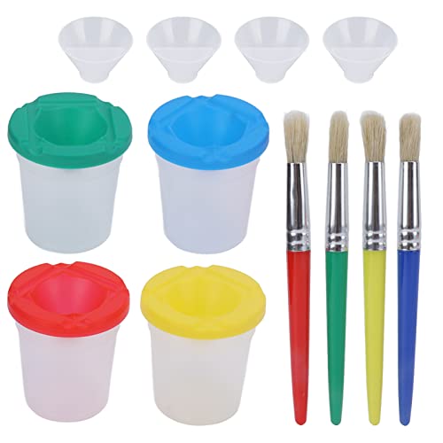 Lackbürsten Set, 4pcs Ölpolwne mit Farbmischung Tassen Künstler Pinsel Set für Acrylöl Aquarell Guuache Borstenlistes Haar Pinsel Aquarellpinsel Set Set Set von Jwthee