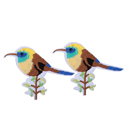 Niedliche Vogelsticke Applikat, 2pcs Birds Patch Applizes Vögel Stickflecken süße Birdie -Eisen auf Flecken auf Applique Patch für Kleiderbeutelzubehör nähen (Blumenzweig Vogel 2) von Jwthee