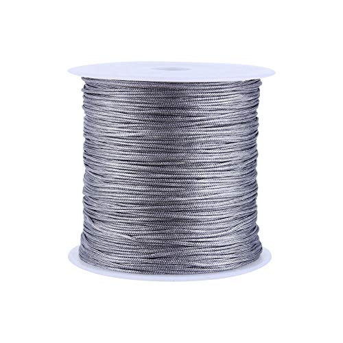 Nylon Chinesische Knotenkabel, 100 m x 0,8 mm grau Nylon Perlenkabel -Faden -Saitenrolle für DIY -Bastelschmuck, die Armbänder herstellen, die Vorräte herstellen von Jwthee