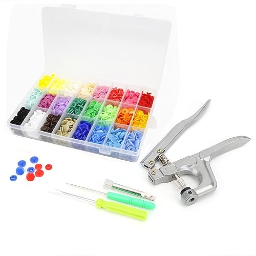 Plastikschnappschüsse mit Schnappzange, 360 Sets T5 -Plastikknöpfe mit Schnappzügen für Kleidung Lätzchen Regenmantel 24 Farben Crafting Snap Forderers Kit zum Nähen, Kleidung, von Jwthee