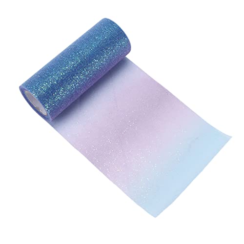 Regenbogen-Glitzer-Tüllrollen, 15,2 cm, 9,1 m, funkelndes Spulenband, Paillettennetz, Tutu-Rock, Nähen, Bastelstoff für Hochzeit, Geburtstag, Party, Dekoration (Gradient Blue) von Jwthee