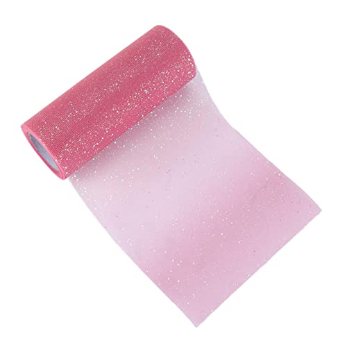 Regenbogen-Glitzer-Tüllrollen, 15,2 cm, 9,1 m, funkelndes Spulenband, Paillettennetz, Tutu-Rock, Nähen, Bastelstoff für Hochzeit, Geburtstag, Party, Dekoration (Gradient rose red) von Jwthee