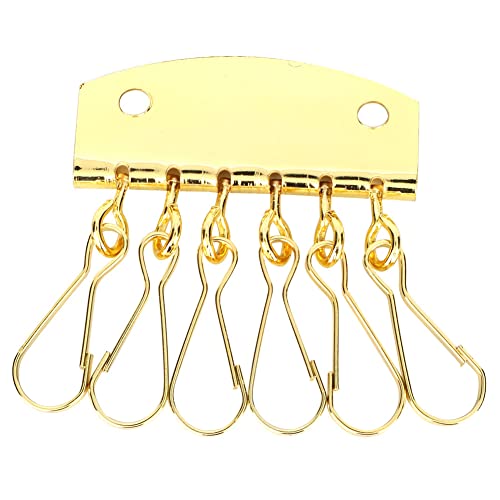 Schlüssel-Organizer-Halter, Schlüsselreihe, Metall-Schlüsselanhänger, 6 Verschlüsse, Schlüsselhalter, Geldbörse, Ledertasche, Hardware-Schlüsselringe (Golden) von Jwthee